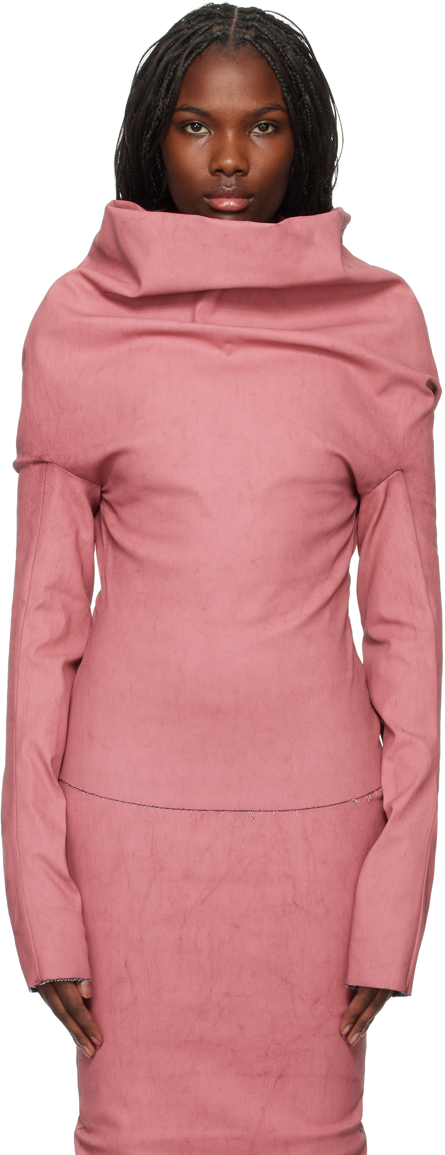 Shop Rick Owens Pink Porterville Draped Blouse In 23 Thulian