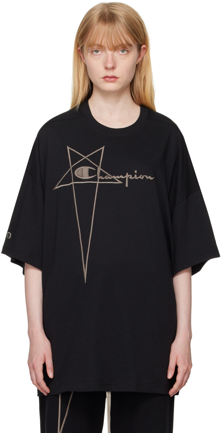 Shop Rick Owens Black Champion Edition Tommy T-shirt In 09 Black