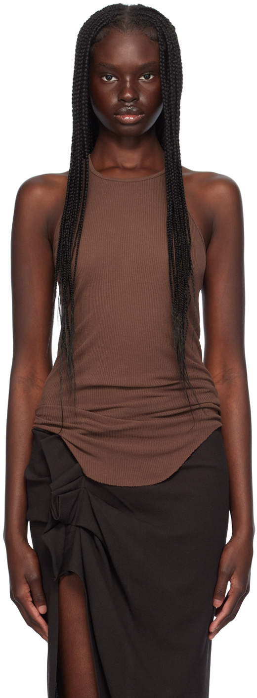 Rick Owens リックオウエンス タンクトップ ブラウン リブ ブラウン 中古・古着通販】RICK OWENS (リックオウエンス) タンクトップ