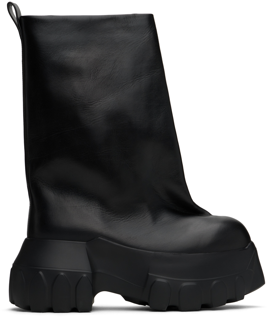 Shop Rick Owens Black Porterville Flared Mega Tractor Boots In 99 Black/black