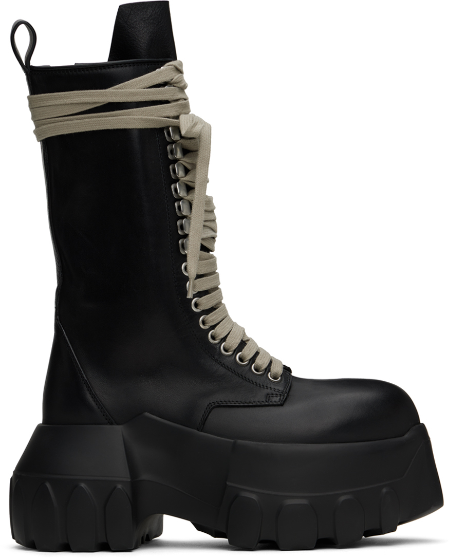 Shop Rick Owens Black Porterville Army Mega Tractor Boots In 99 Black/black