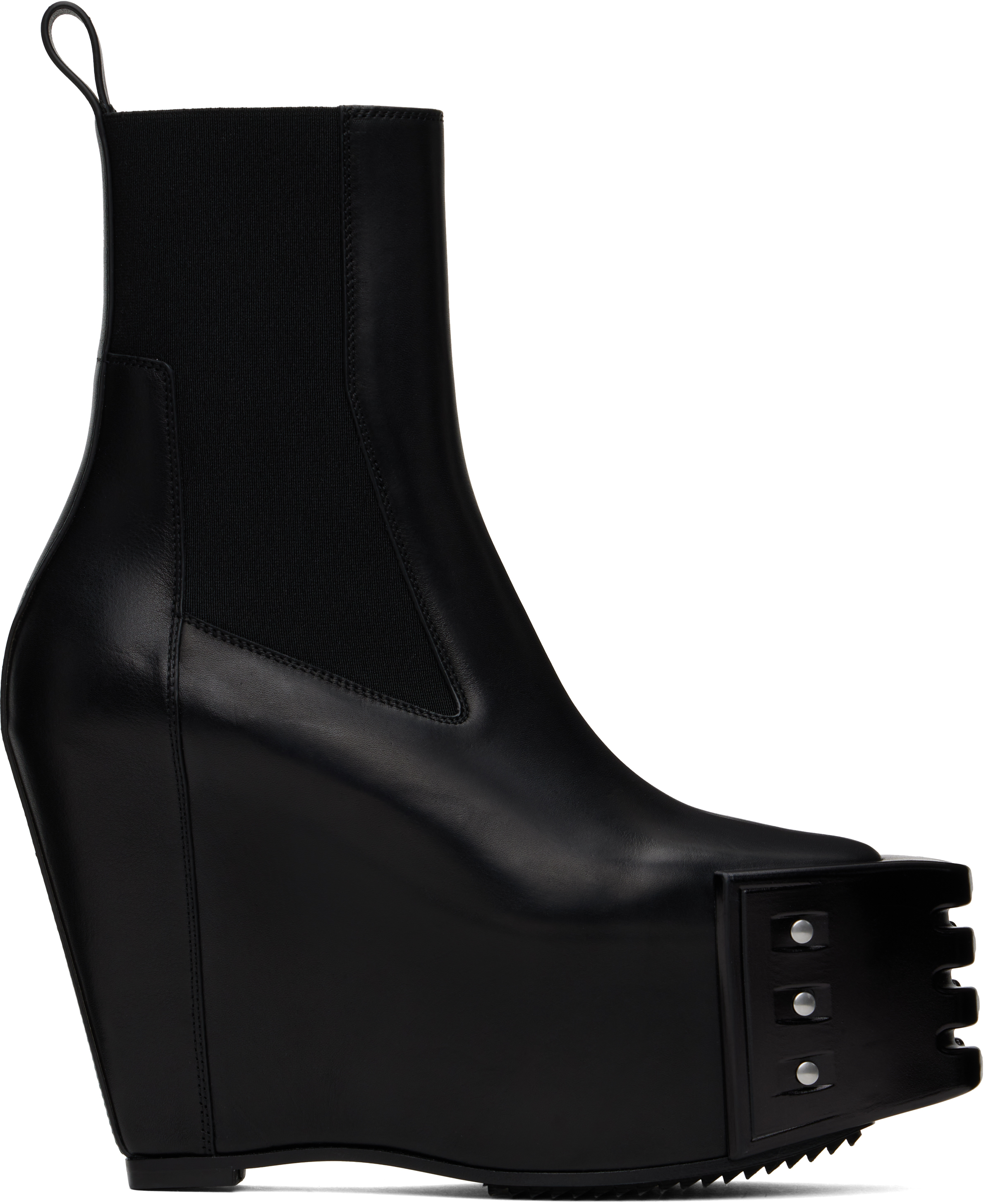 Shop Rick Owens Black Porterville Grilled Wedge Beatle Chelsea Boots In 09 Black