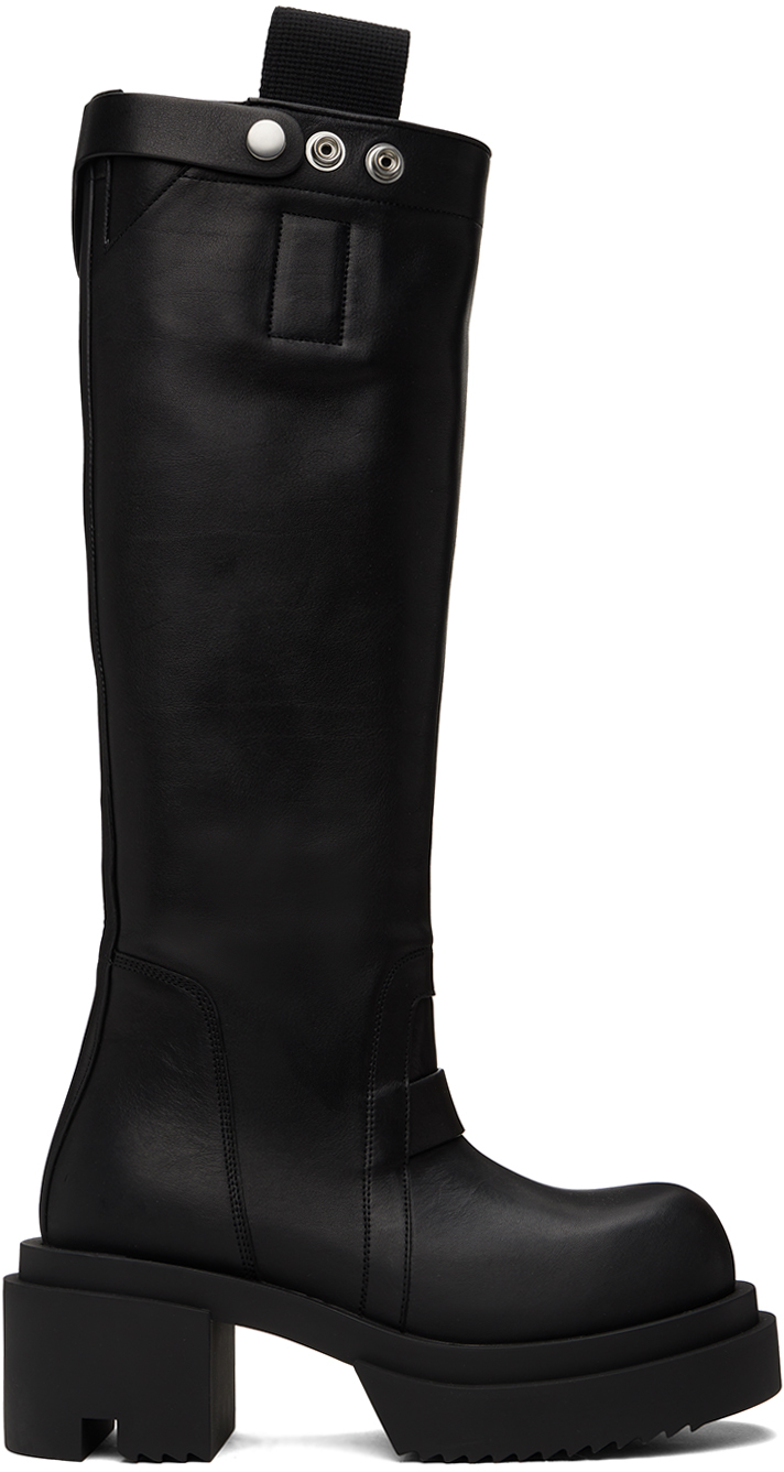 Shop Rick Owens Black Porterville Knee Pull On Bogun Tall Boots In 09 Black