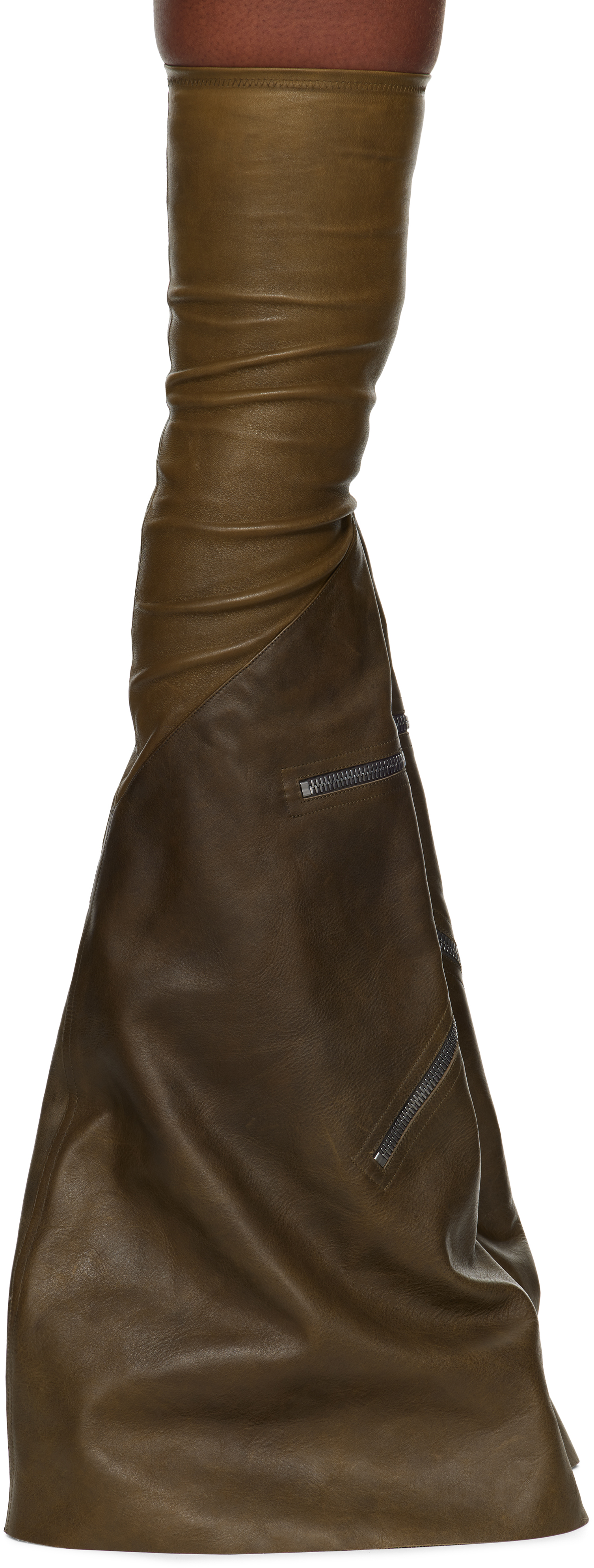 Shop Rick Owens Khaki Cargoflares Tall Boots In 35 Bean