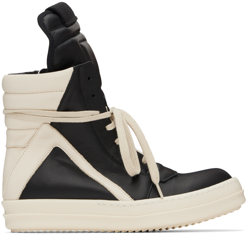 RICK OWENS BLACK PORTERVILLE GEOBASKET SNEAKERS 