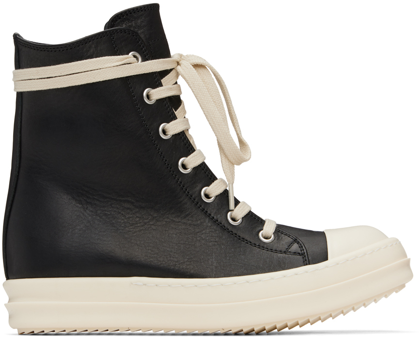 Rick Owens: Black Porterville Washed Calf Sneakers | SSENSE