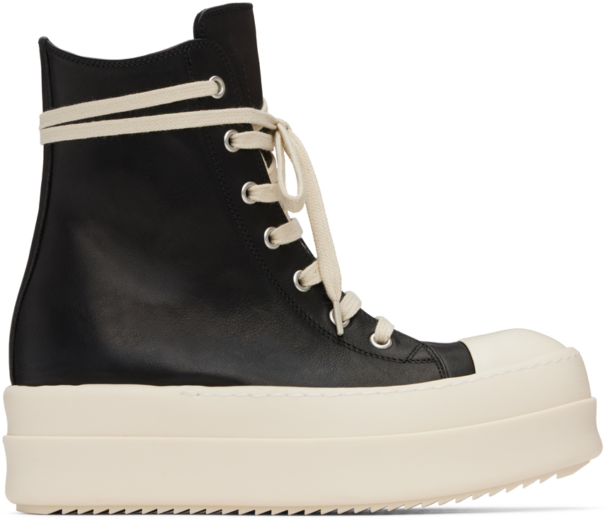 Shop Rick Owens Black Porterville Mega Bumper Sneaks Sneakers In 911 Black/milk