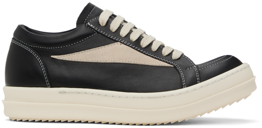 Shop Rick Owens Black Porterville Vintage Sneakers In 911 Black/milk