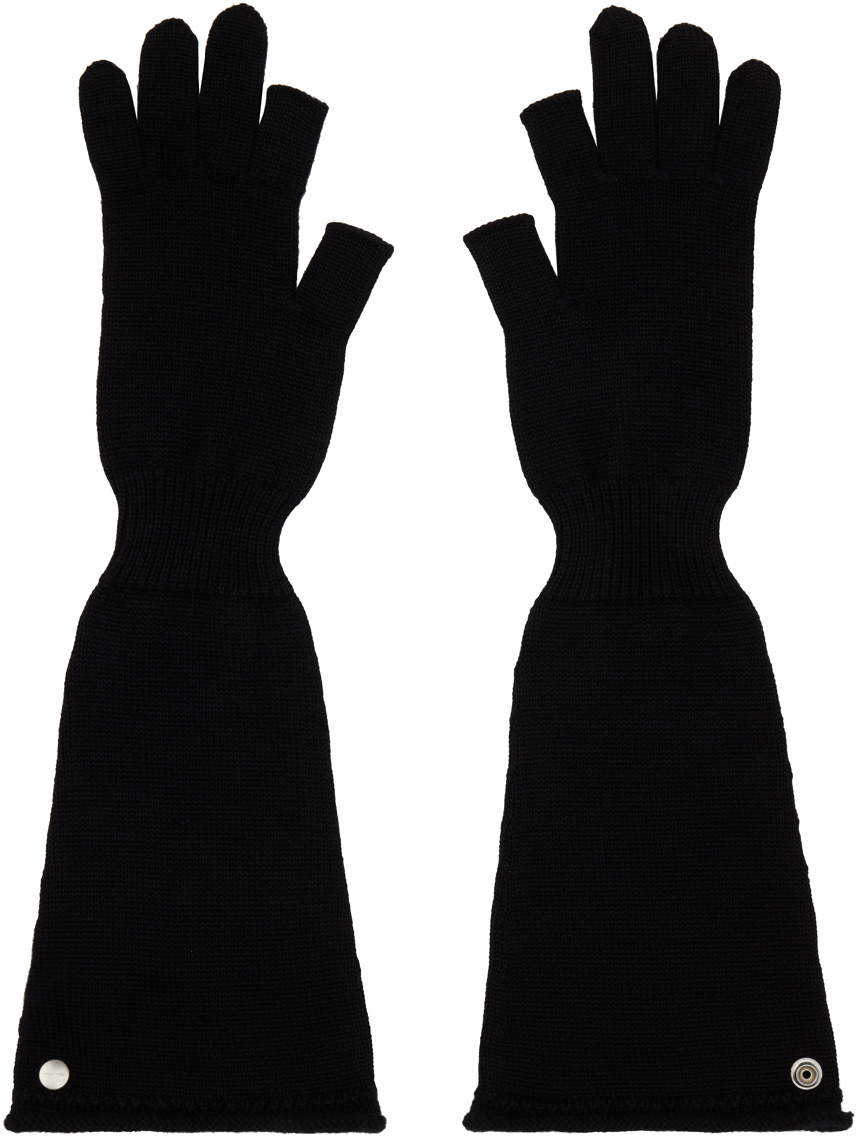 Rick Owens Black Porterville Opera Gloves In 09 Black