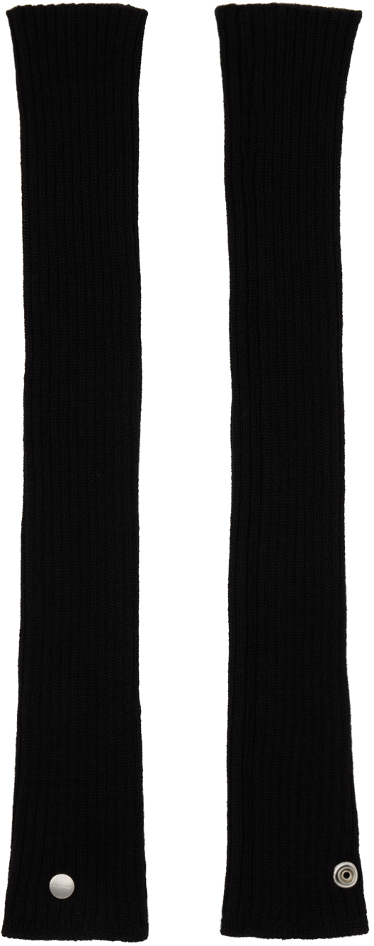 Rick Owens Black Porterville Ribbed Arm Warmers In 09 Black