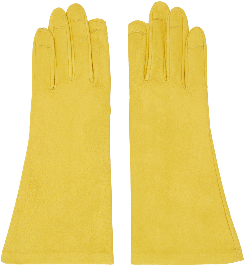 Shop Rick Owens Yellow Porterville Short Gloves In 12 Lemon