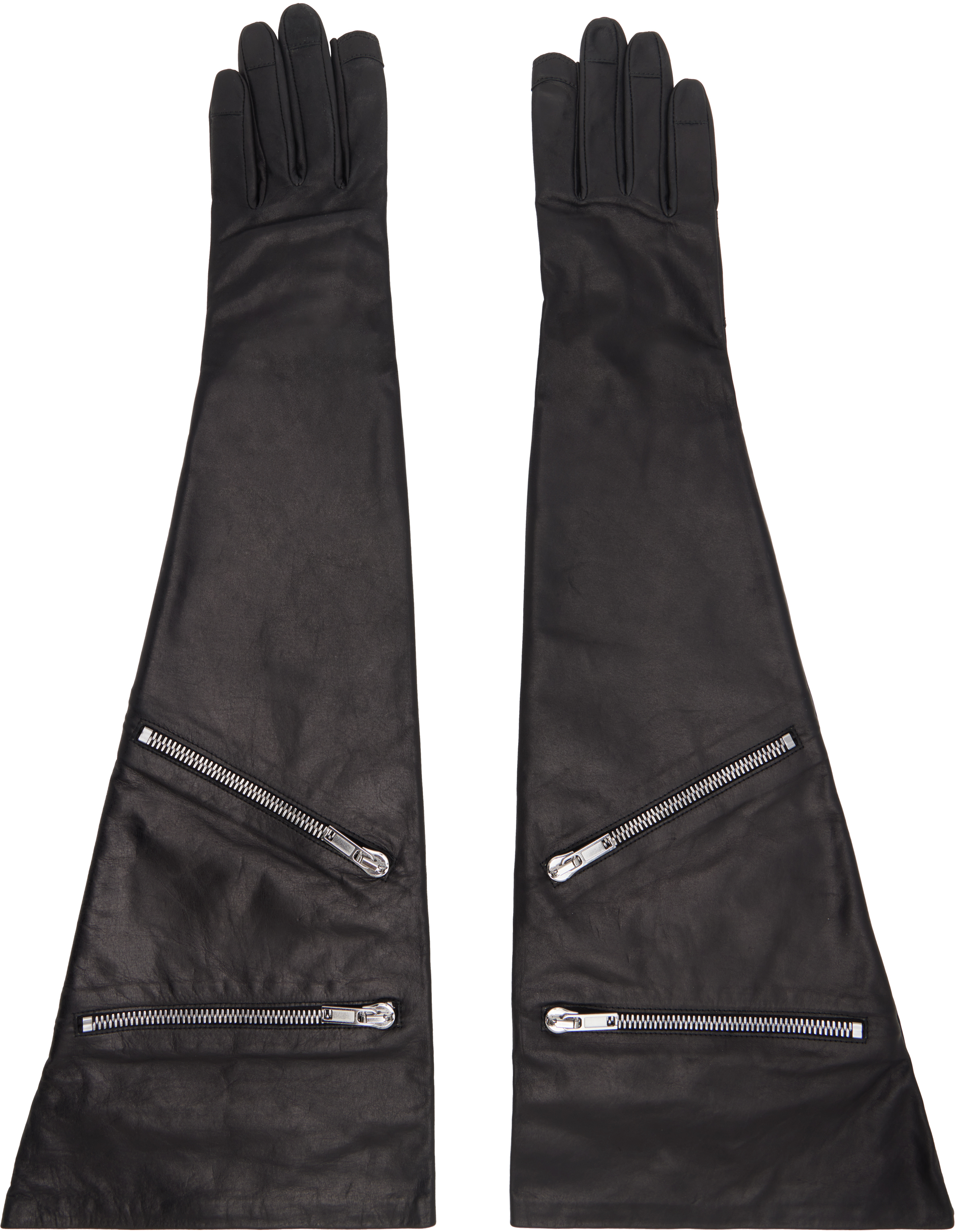 Rick Owens Black Porterville Gauntlet Gloves In 09 Black