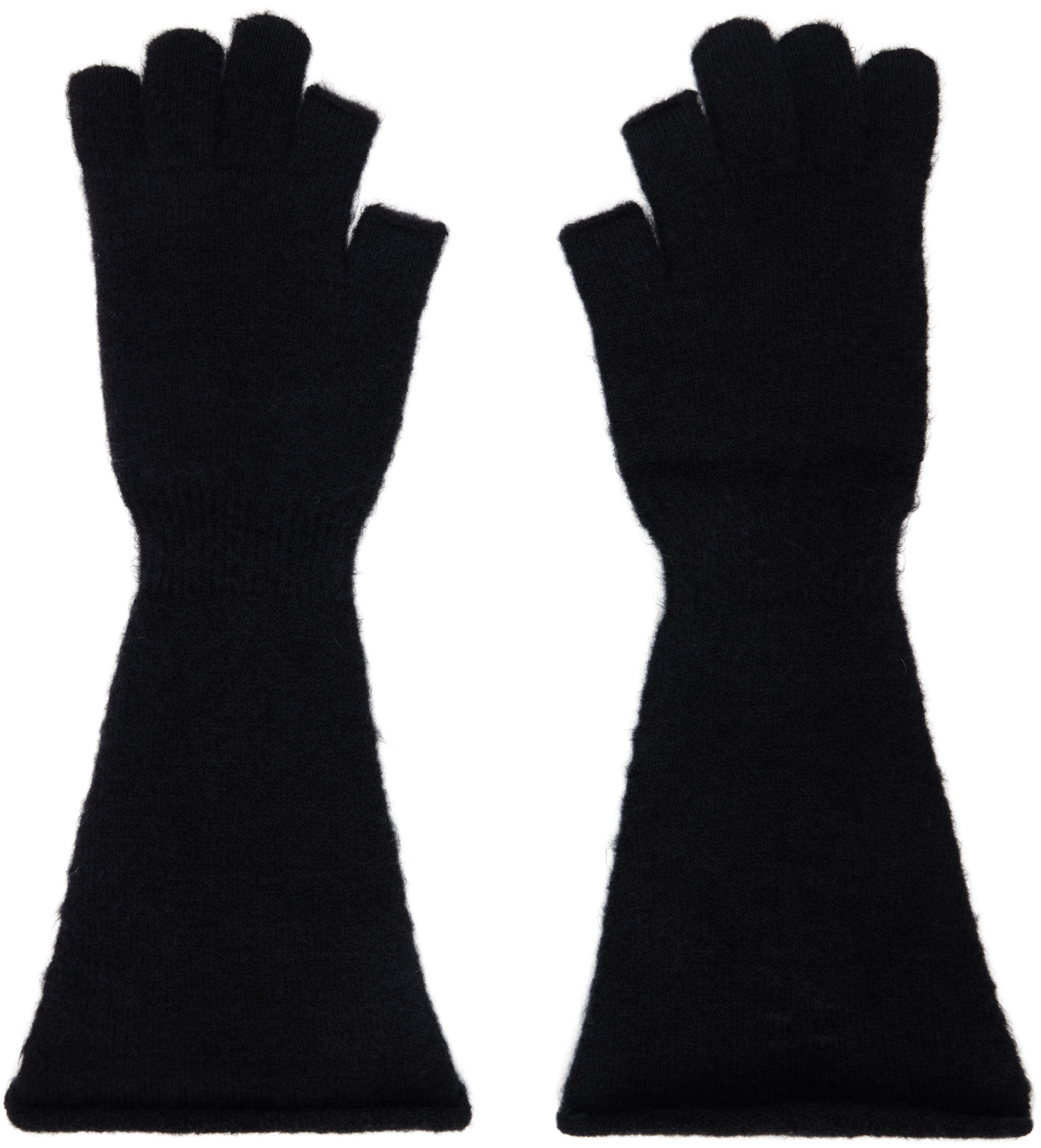 Rick Owens Black Porterville Alpaca Knit Gloves In 09 Black