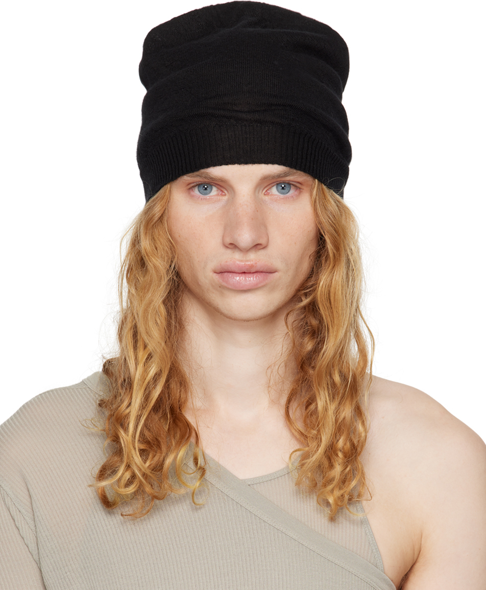 Rick Owens Black Lightweight Beanie In 09 Black