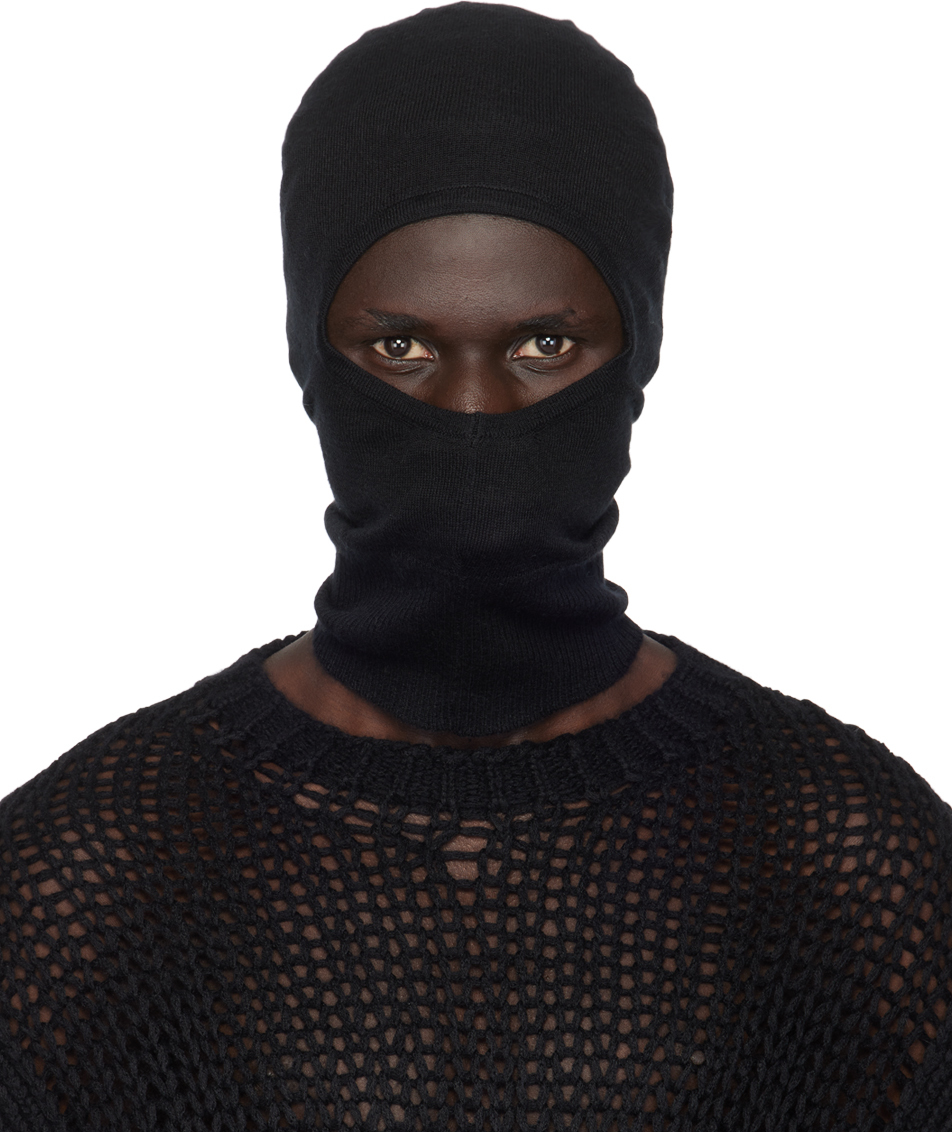 Rick Owens Black Porterville Skull Balaclava In 09 Black