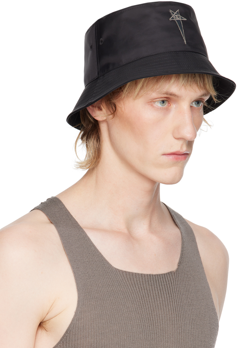 Rick Owens Logo Bucket Hat In 09 Black