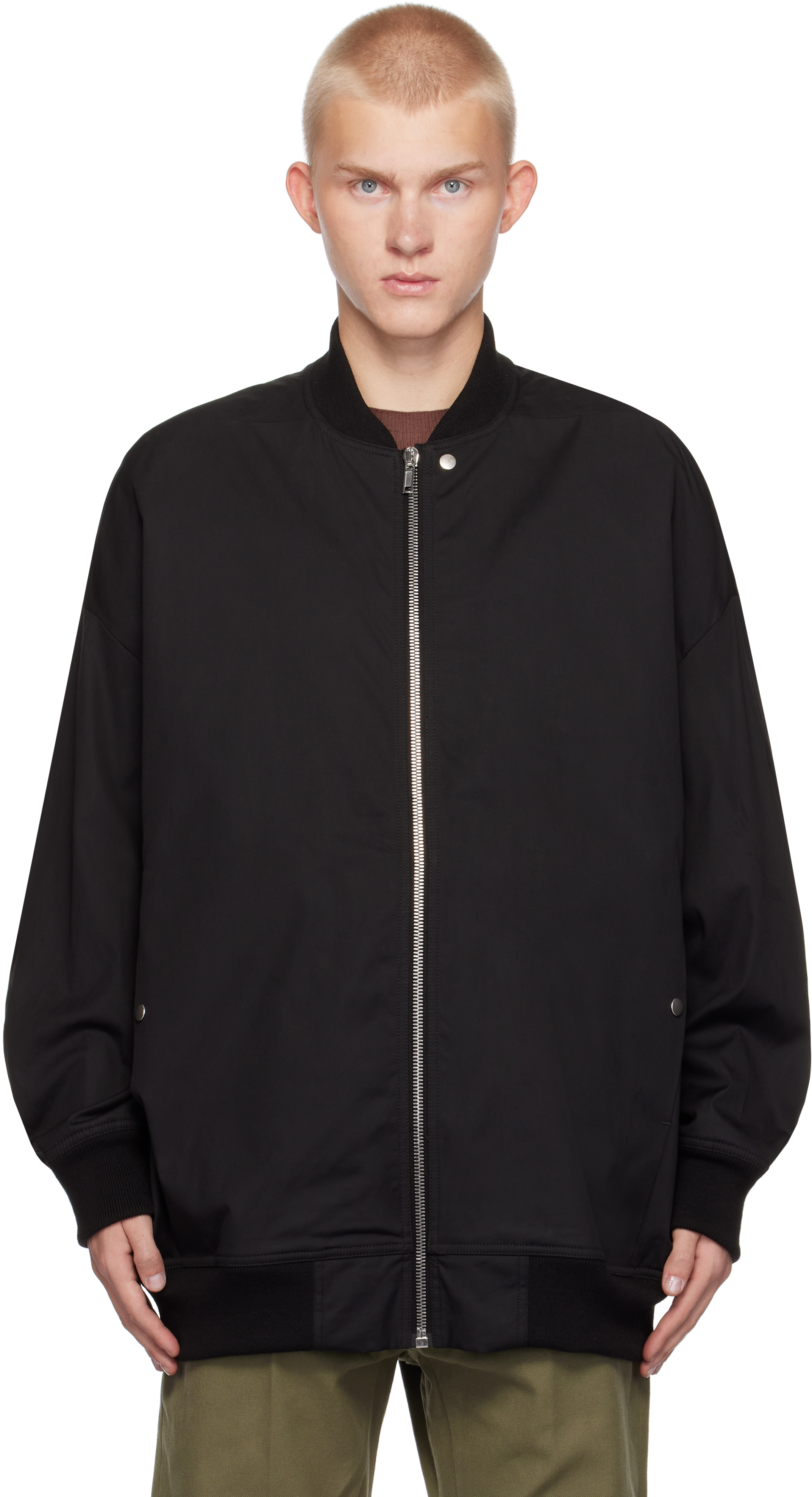 Shop Rick Owens Black Porterville Jumbo Peter Flight Bomber Jacket In 0908 Black/pearl