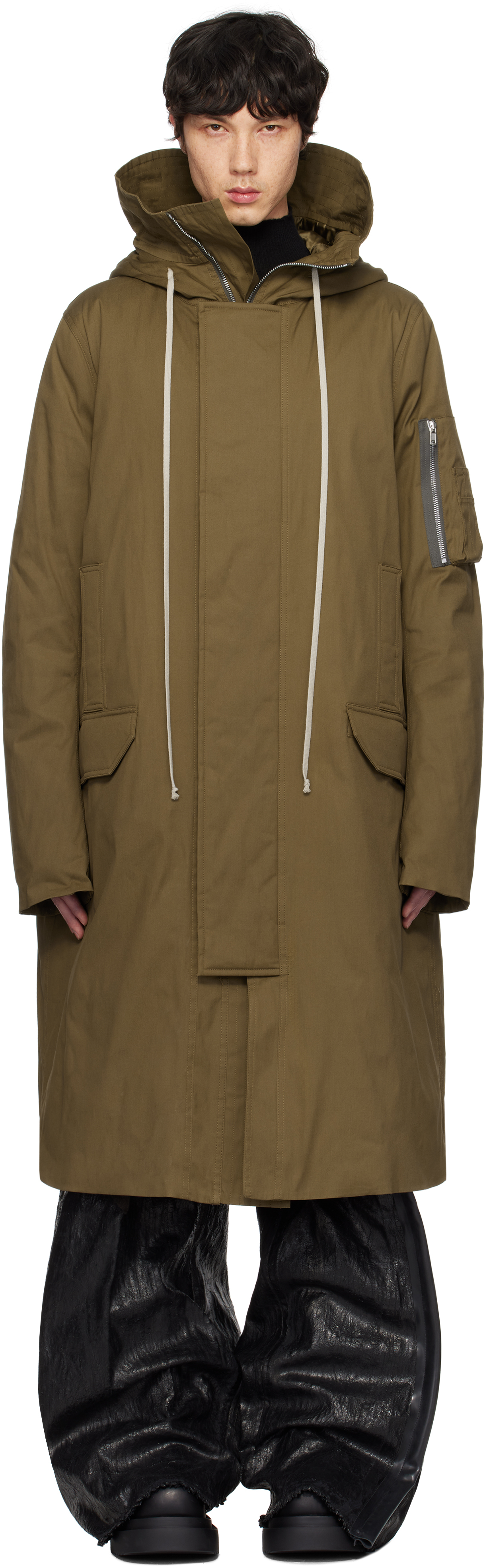 Khaki Porterville Megaparka Coat by Rick Owens on Sale