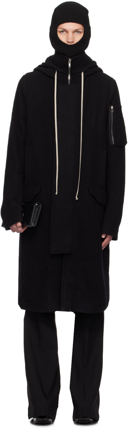 Rick Owens Black Porterville Megaparka Coat In 09 Black