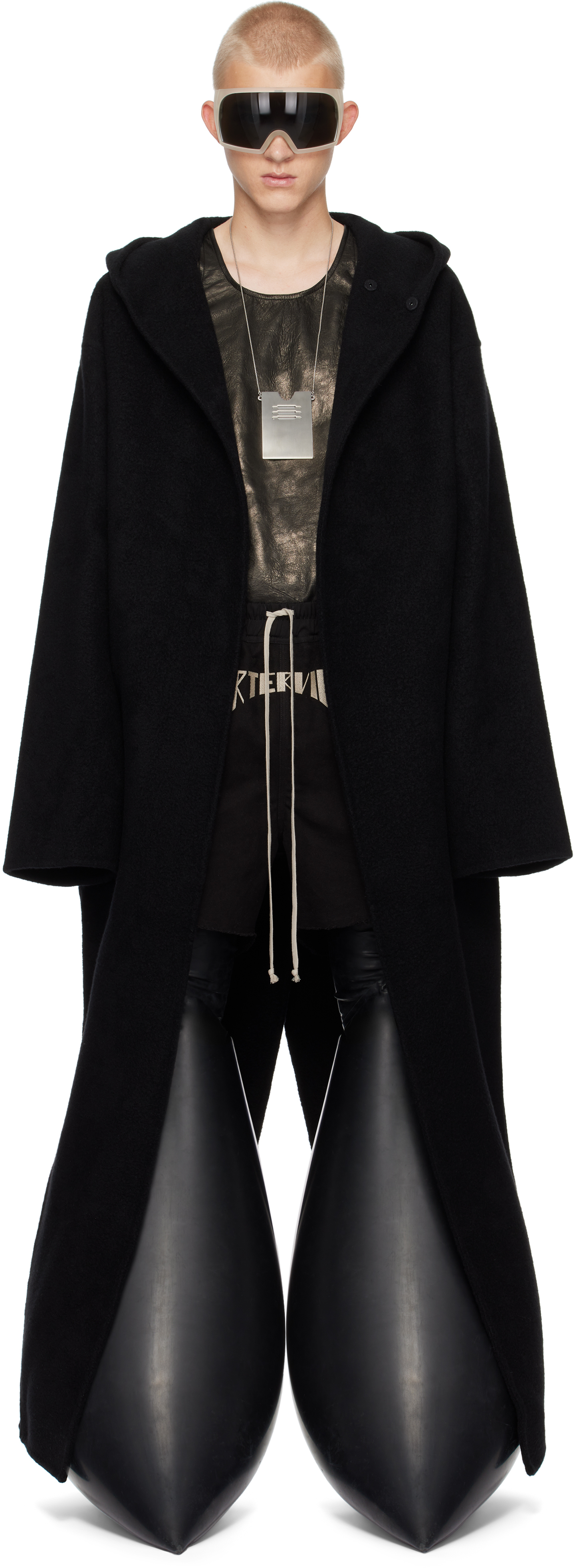 Shop Rick Owens Black Porterville Hooded Robe Long Coat In 09 Black