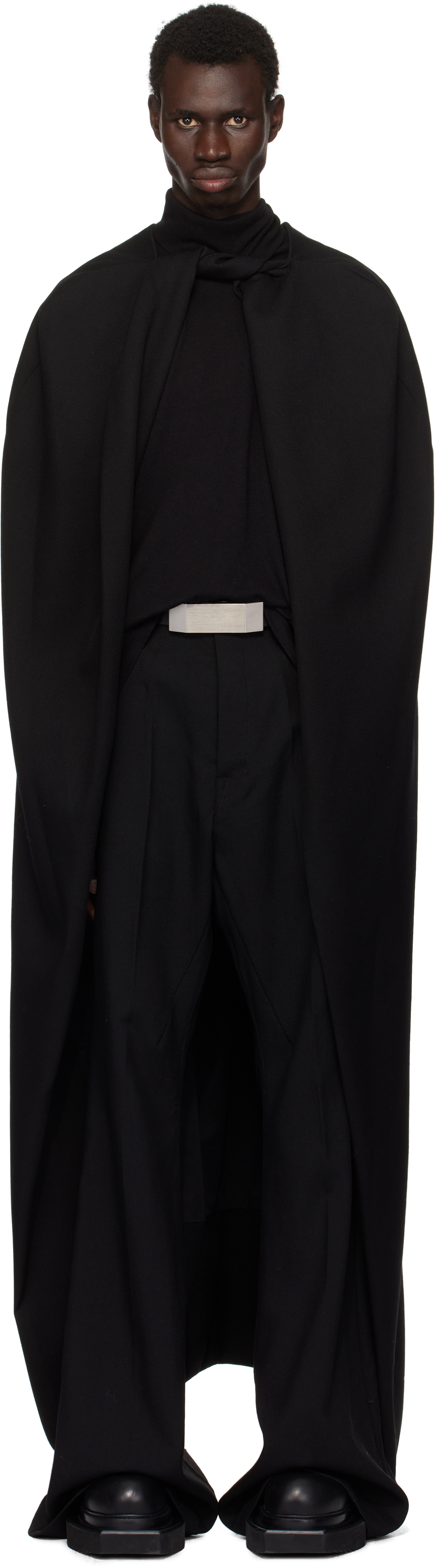 Shop Rick Owens Black Porterville Masto Cape Coat In 09 Black