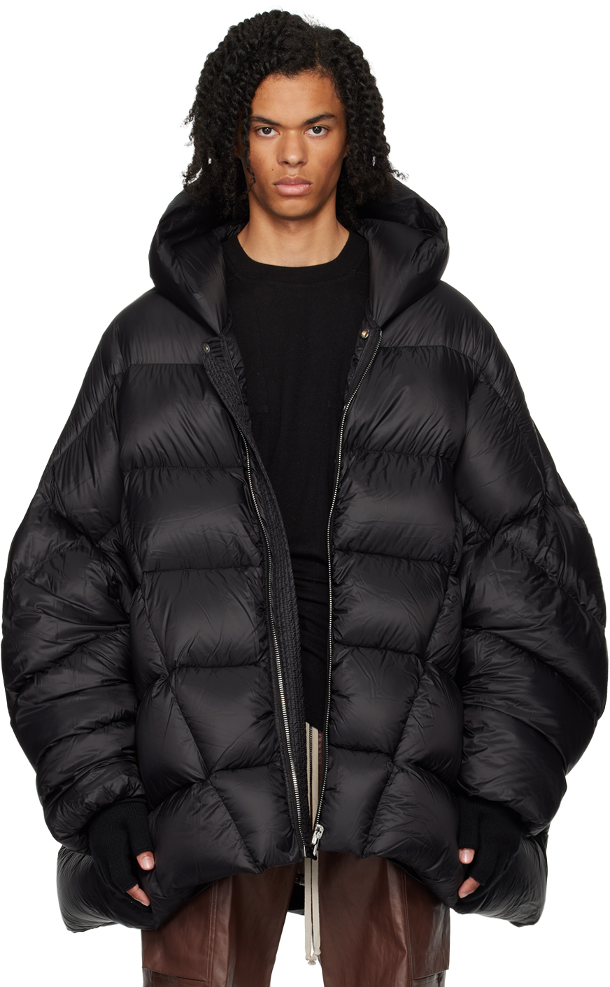 Shop Rick Owens Black Porterville Jumbo Hooded Peter Down Jacket In 09 Black