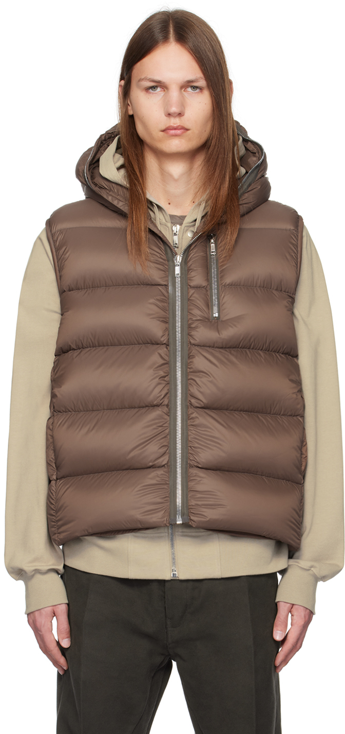 Shop Rick Owens Brown Sealed Down Vest In 134 Fawn