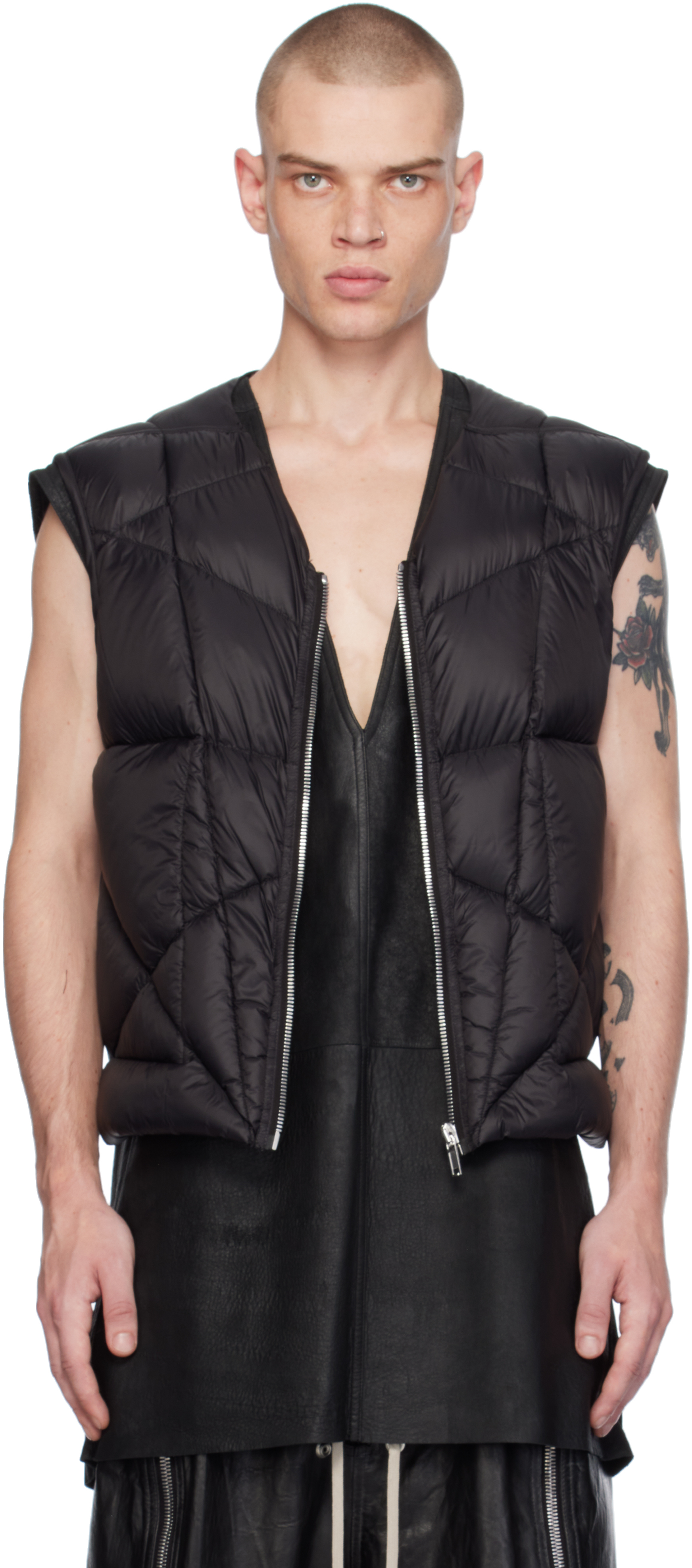 Shop Rick Owens Black Porterville Sl Liner Down Vest In 09 Black