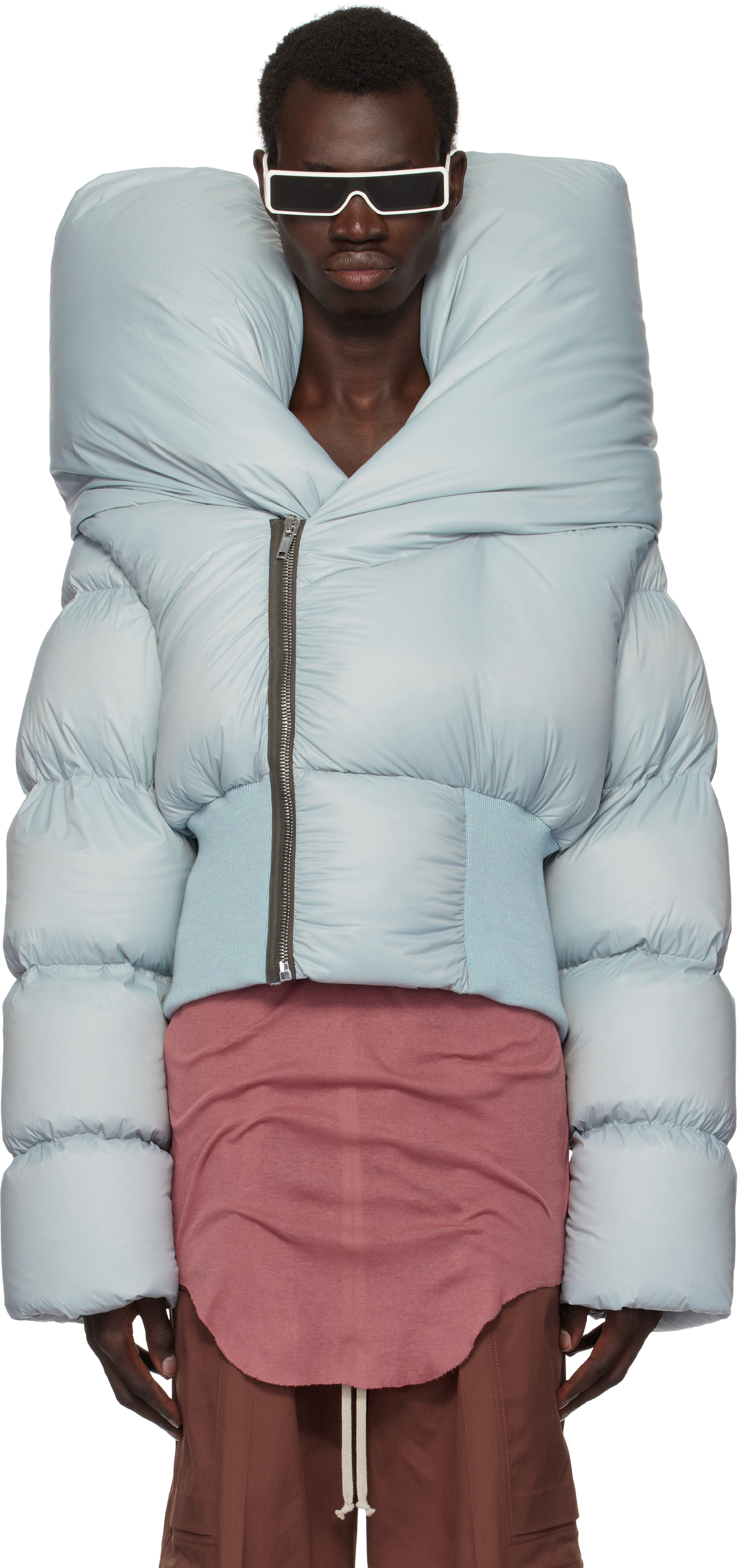 Shop Rick Owens Blue Porterville Anubis Down Jacket In 36 Pale Blue