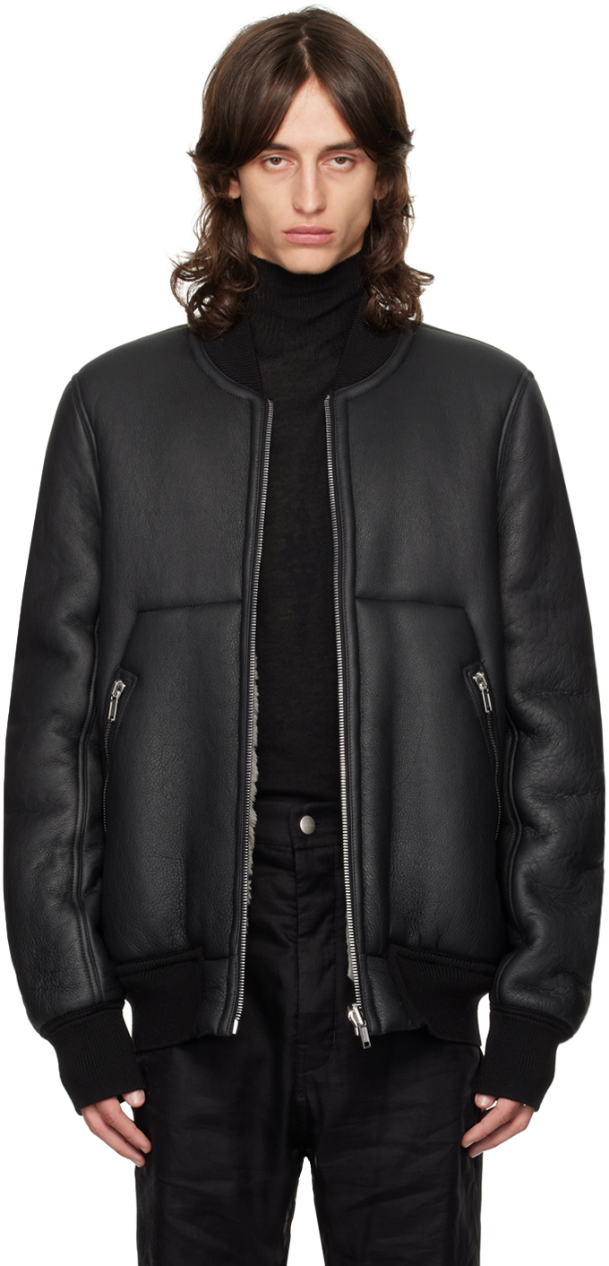 Shop Rick Owens Black & Off-white Porterville Classic Flight Reversible Leather Jacket In 908 Black/pearl