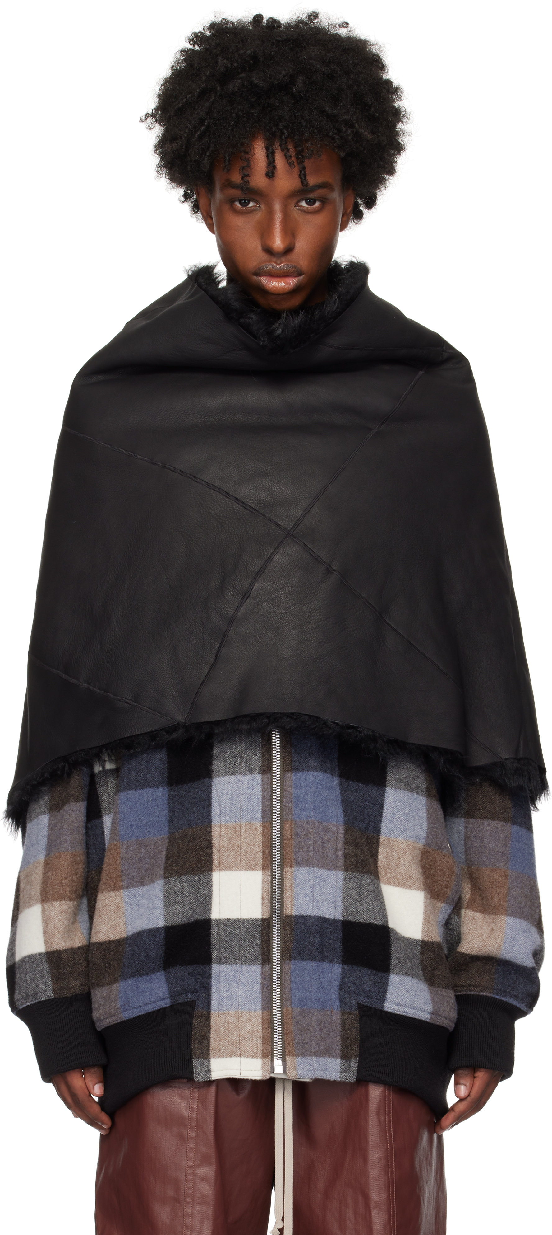 Shop Rick Owens Black Shearling Reversible Cowl In 909 Black/black