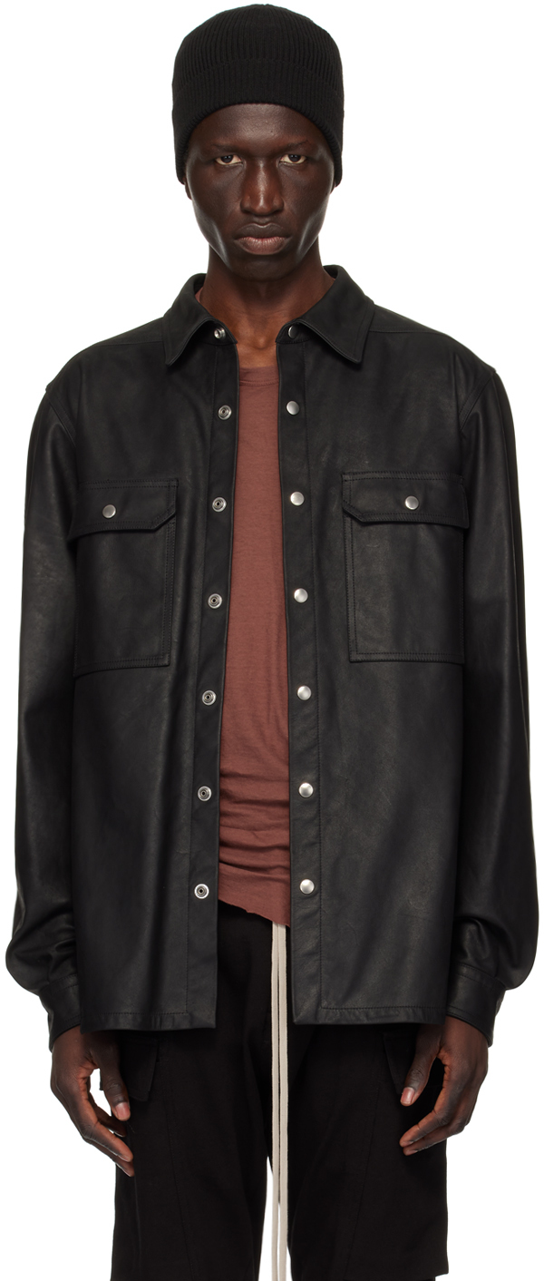 Rick Owens Black Porterville Leather Jacket In 09 Black
