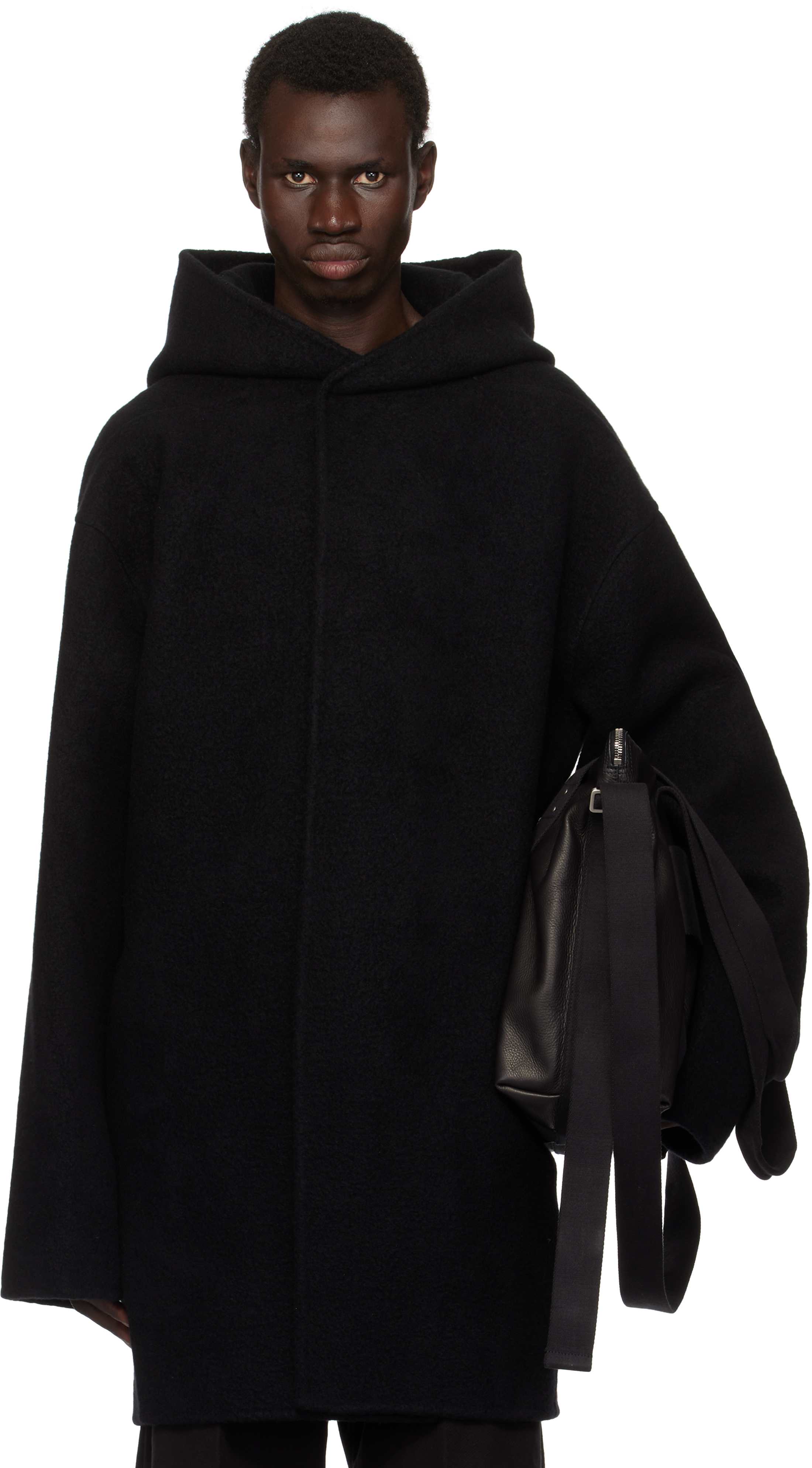 Shop Rick Owens Black Porterville Hooded Robe Jacket In 09 Black