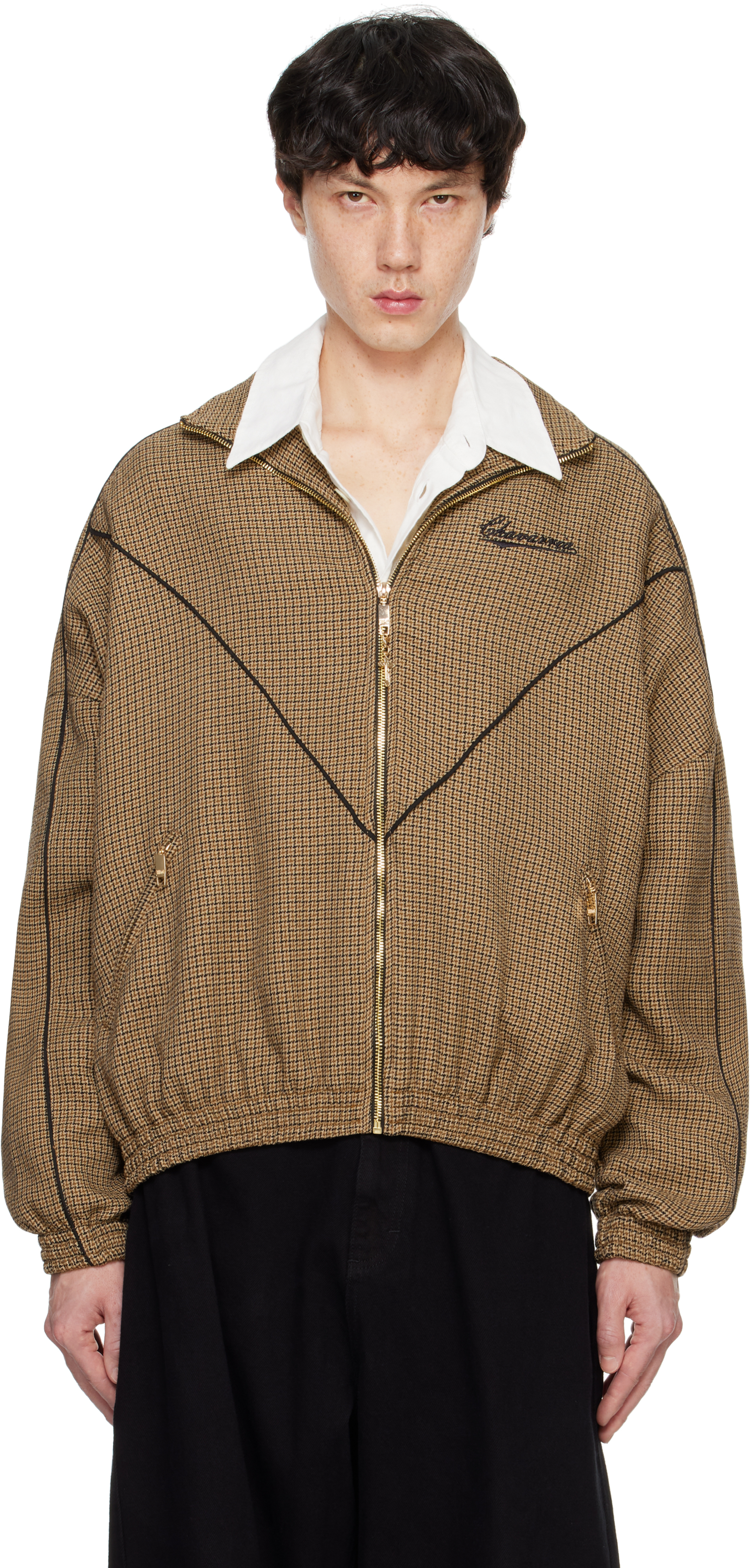 WILLY CHAVARRIA: Beige Ruff Rider Track Jacket | SSENSE WILLY CHAVARRIA: Beige Ruff Rider Track Jacket | SSENSE