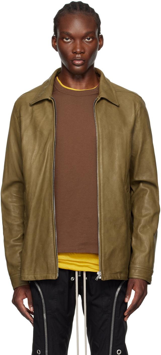 【Rick Owens】カーキ Porterville Collage ボンバージャケット Rick Owensのカーキ Porterville Brad レザージャケットがセール中