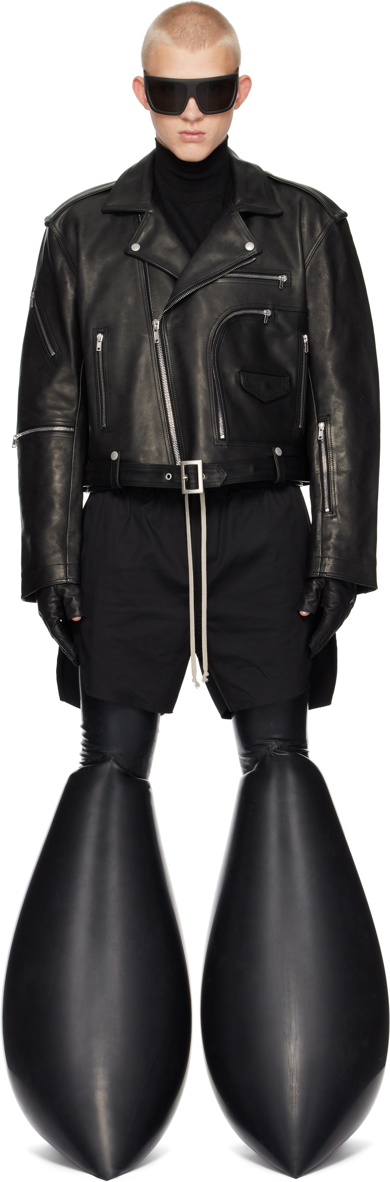 Black Porterville Cropped Jumbo Bauhaus Stooges Leather Jacket