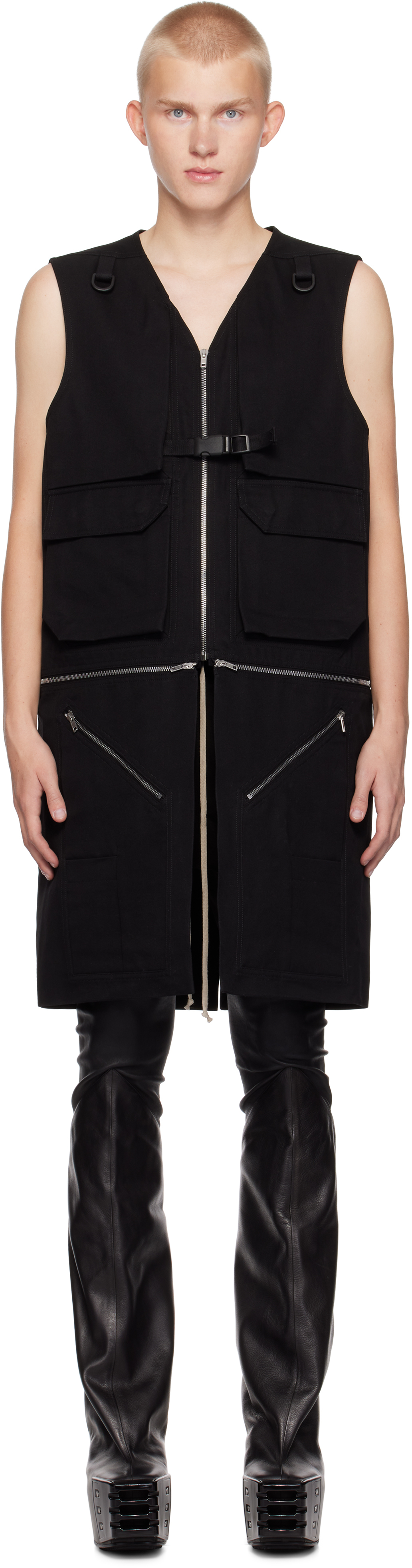 Rick Owens Black Porterville Utility Vest In 09 Black