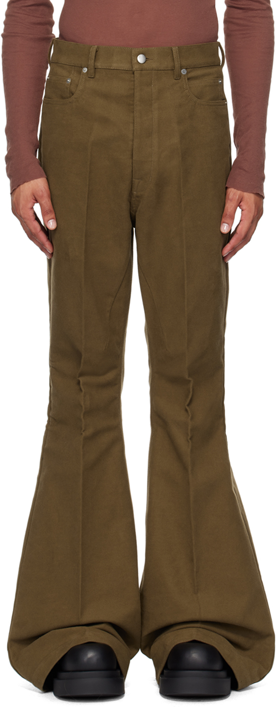 RICK OWENS KHAKI PORTERVILLE BOLAN BOOTCUT JEANS 