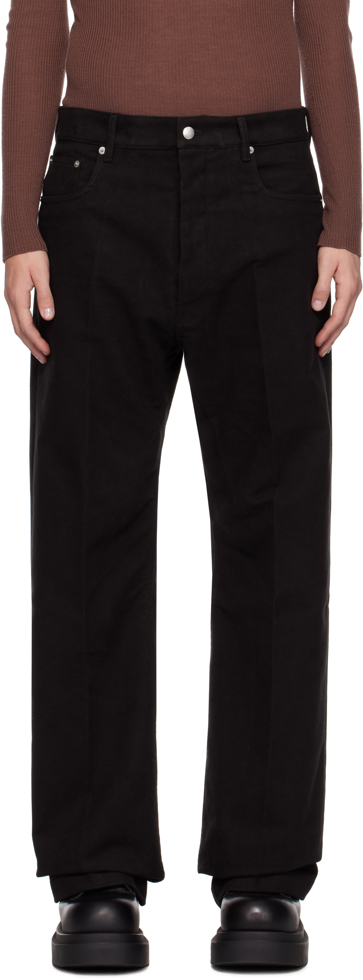 Rick Owens Black Porterville Geth Jeans In 09 Black