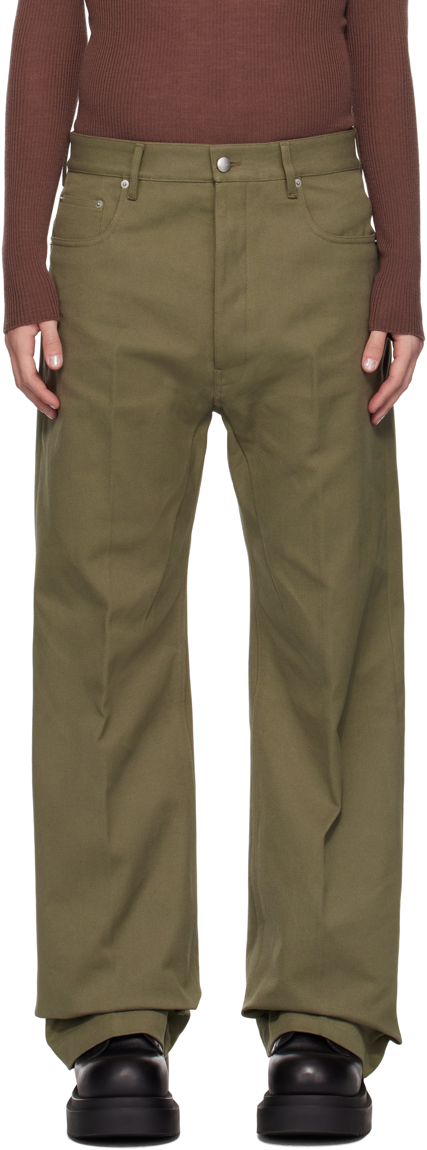 Rick Owens Khaki Porterville Geth Jeans In 65 Olive Drab