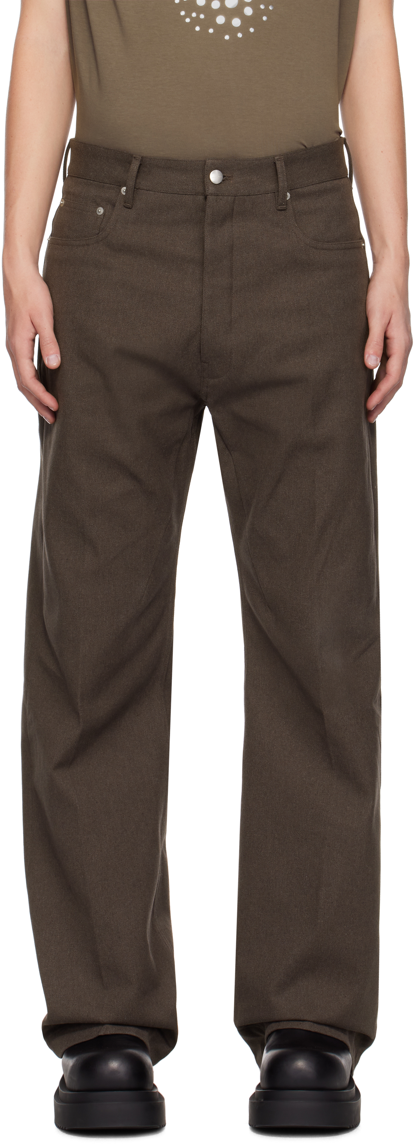 Brown Porterville Geth Jeans by Rick Owens on Sale