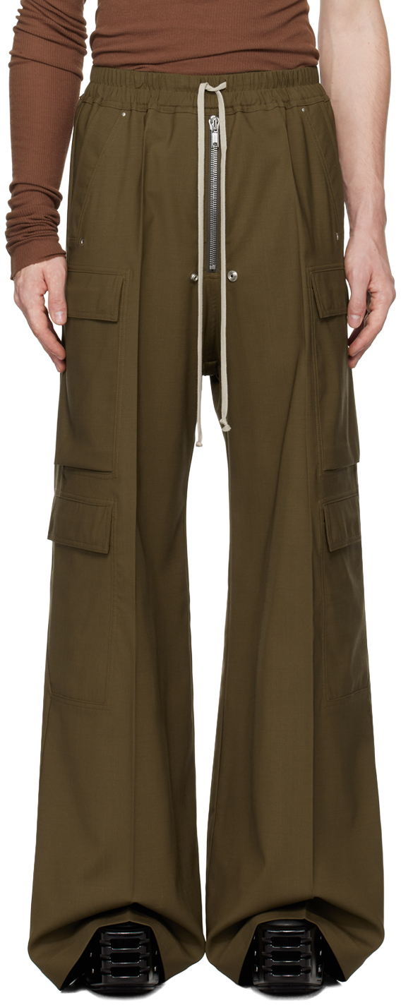 Rick Owens Khaki Porterville Cargobelas Cargo Pants In 35 Bean