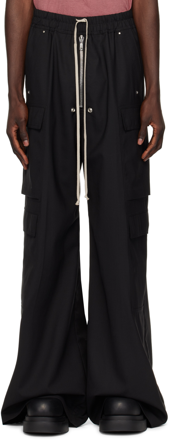 Rick Owens Black Porterville Cargobelas Cargo Pants In 09 Black