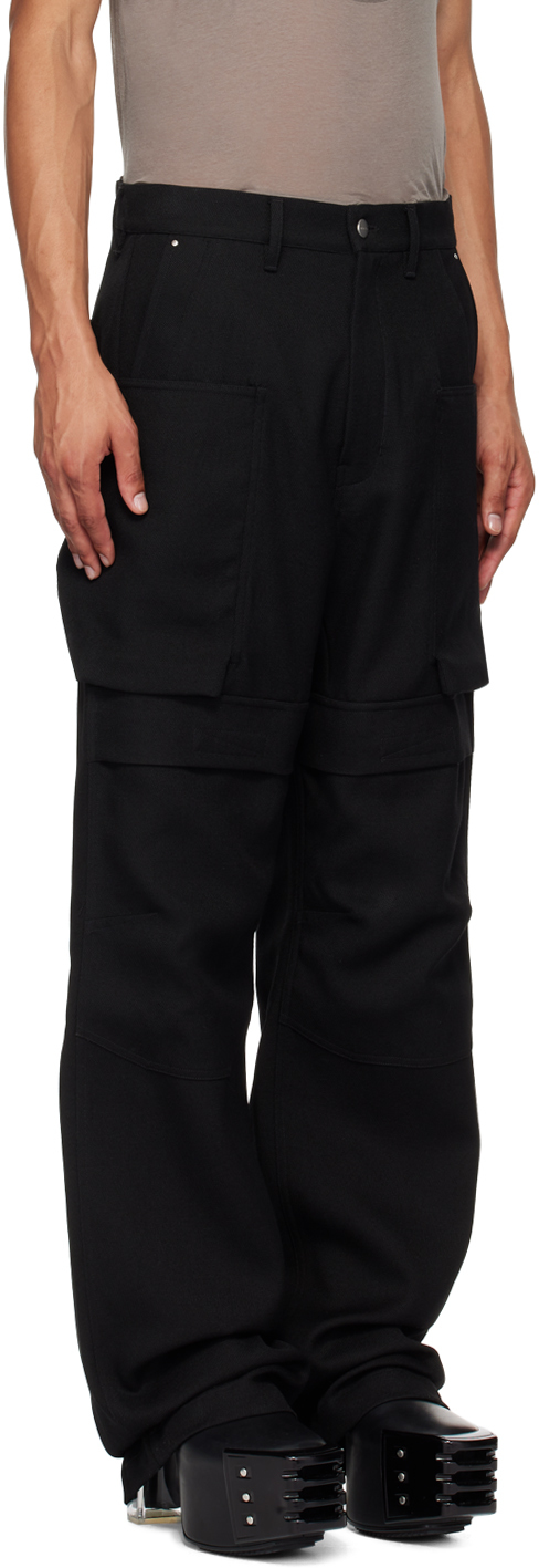 Rick Owens Stefan Wide-leg Brushed Cotton-twill Cargo Trousers In 09 Black