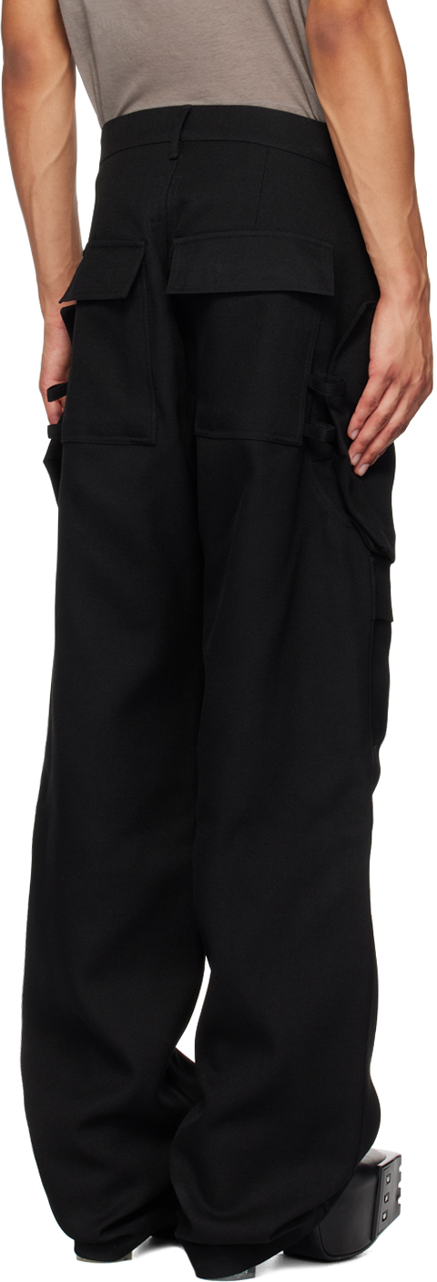 Rick Owens Stefan Wide-leg Brushed Cotton-twill Cargo Trousers In 09 Black