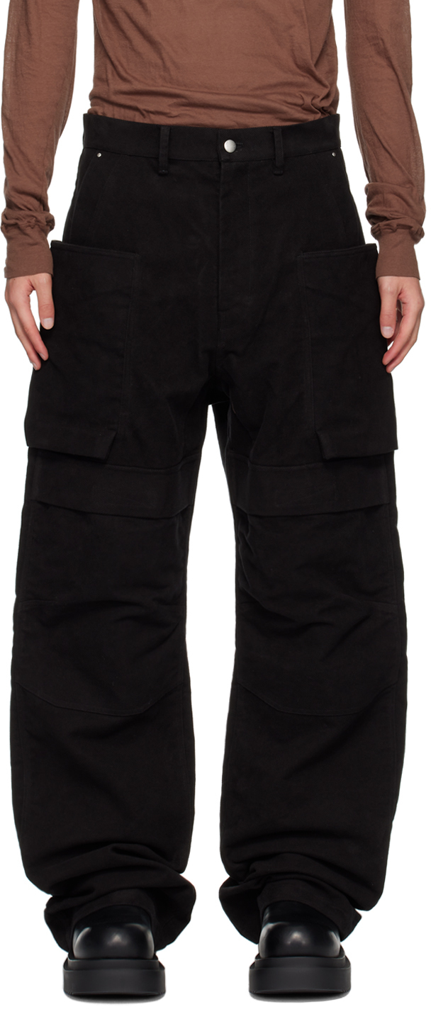 Rick Owens Black Porterville Stefan Cargo Pants In 09 Black