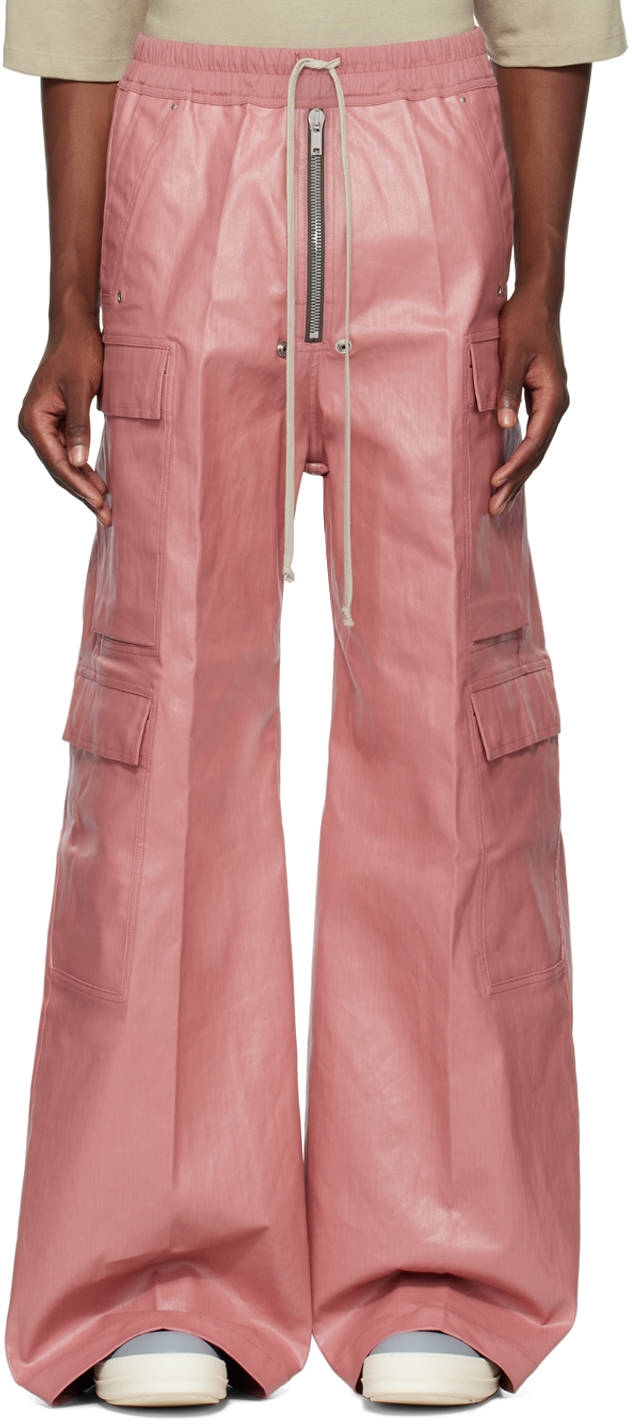 Shop Rick Owens Pink Porterville Cargobelas Denim Cargo Pants In 23 Thulian