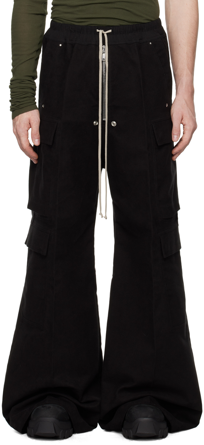 Rick Owens Black Porterville Cargobelas Cargo Pants In 09 Black