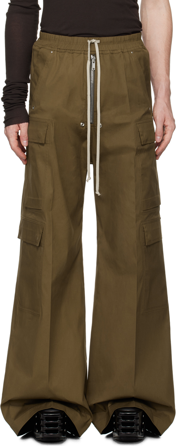 Rick Owens Khaki Porterville Cargobelas Cargo Pants In 35 Bean