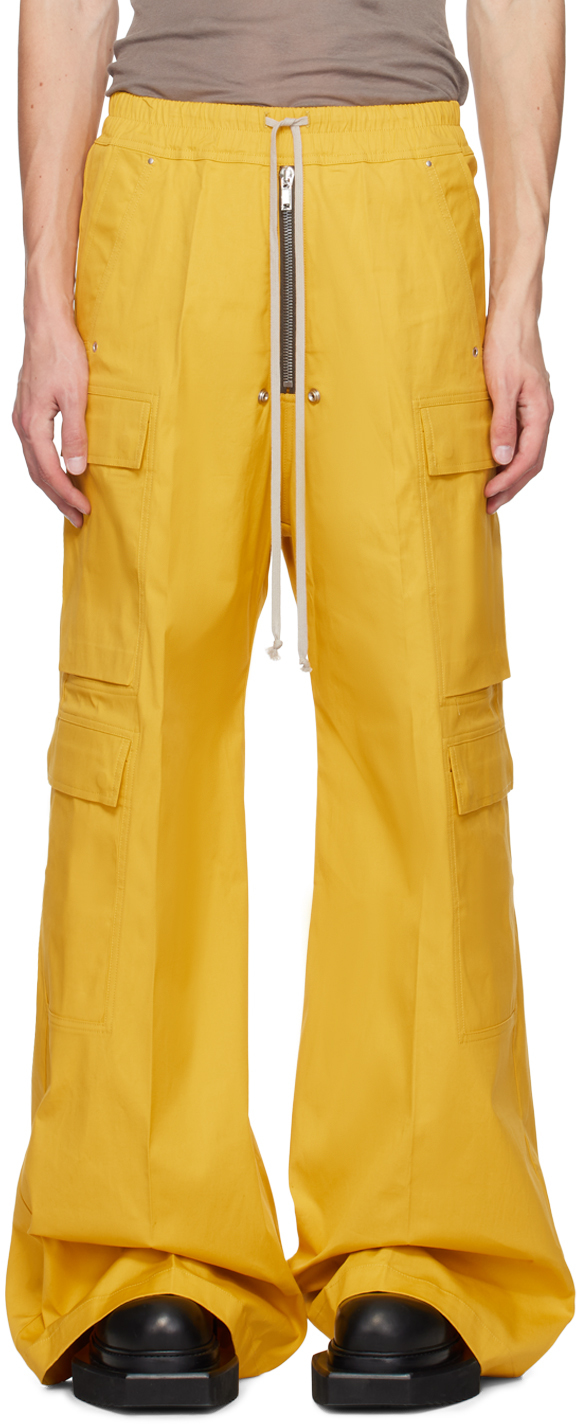 Shop Rick Owens Yellow Cargobelas Cargo Pants In 12 Lemon